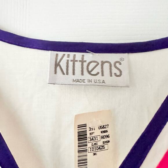 Kittens USA Cotton White Colorful Ribbon Trim V Neck Trapeze Dress 2X Ric Rac - Picture 5 of 11